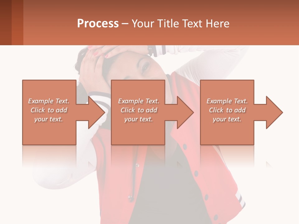 A Woman In A Red Jacket Is Smiling PowerPoint Template