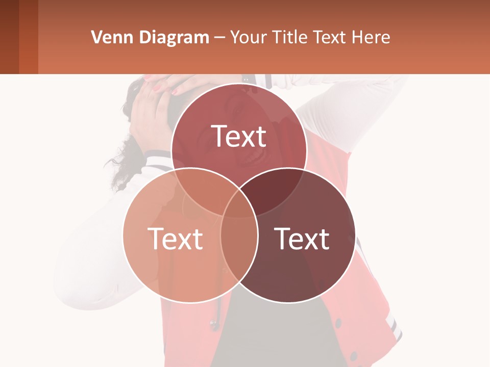 A Woman In A Red Jacket Is Smiling PowerPoint Template