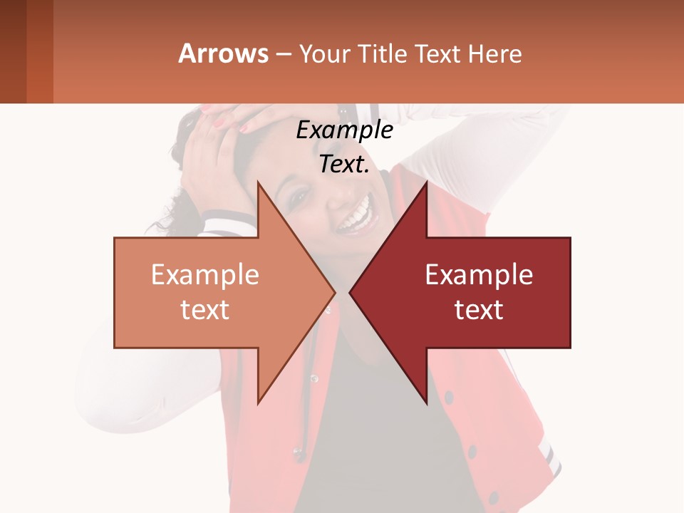 A Woman In A Red Jacket Is Smiling PowerPoint Template