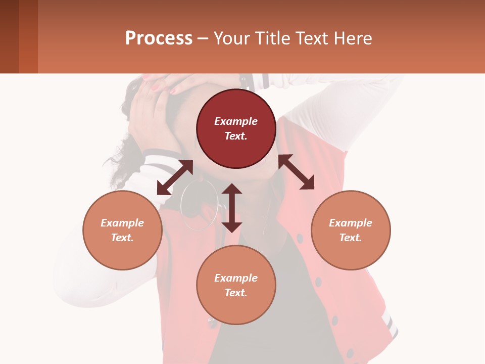 A Woman In A Red Jacket Is Smiling PowerPoint Template