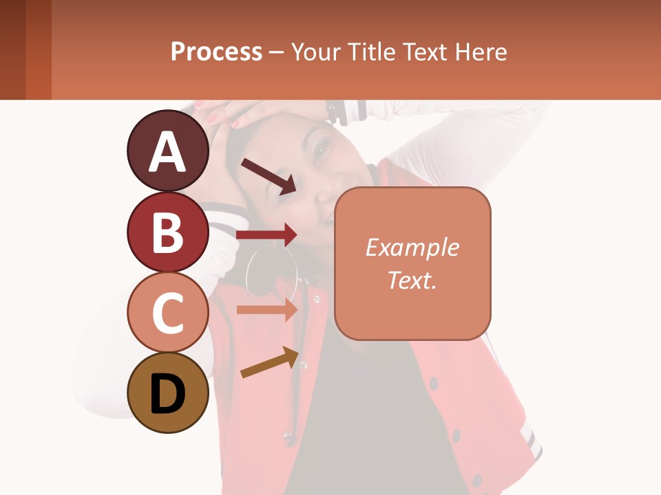 A Woman In A Red Jacket Is Smiling PowerPoint Template