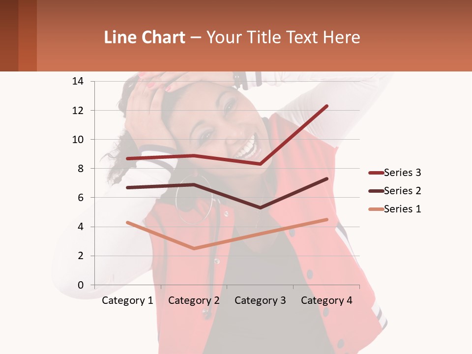 A Woman In A Red Jacket Is Smiling PowerPoint Template