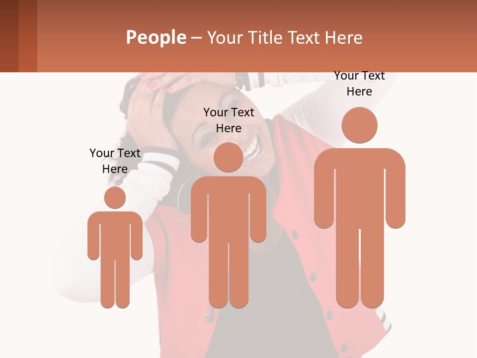 A Woman In A Red Jacket Is Smiling PowerPoint Template