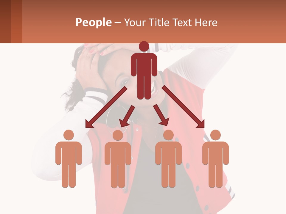 A Woman In A Red Jacket Is Smiling PowerPoint Template