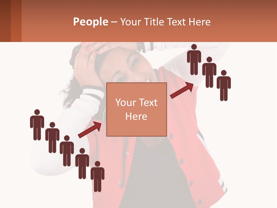 A Woman In A Red Jacket Is Smiling PowerPoint Template