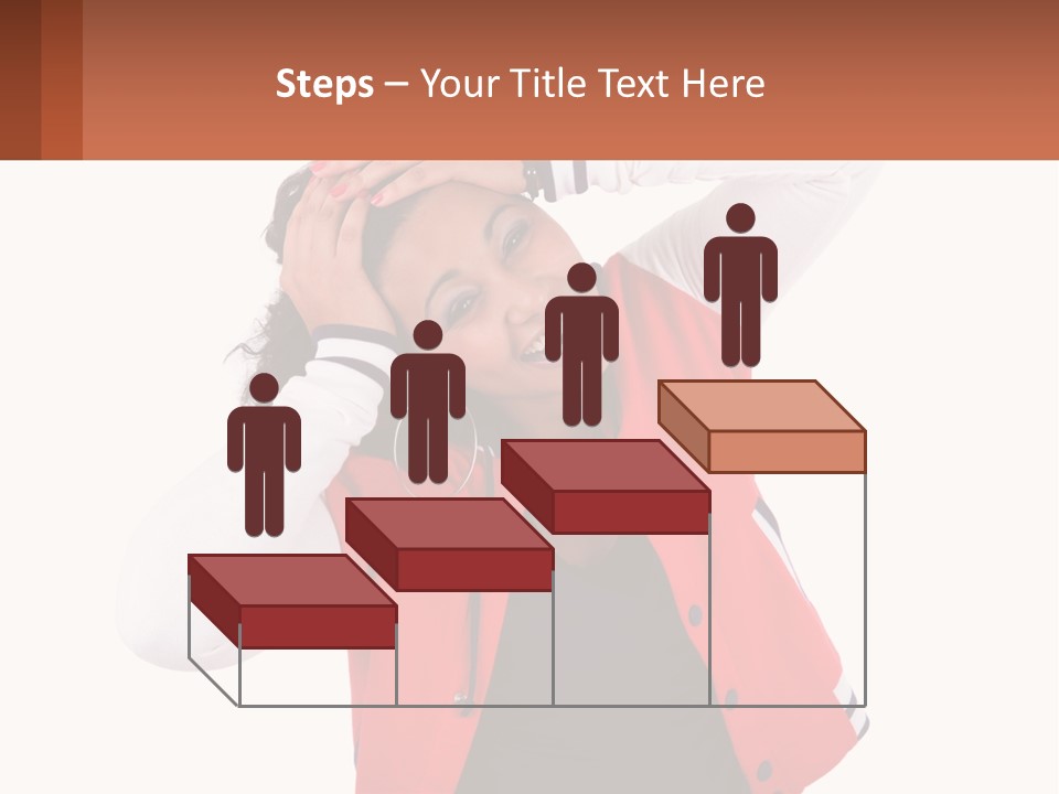 A Woman In A Red Jacket Is Smiling PowerPoint Template