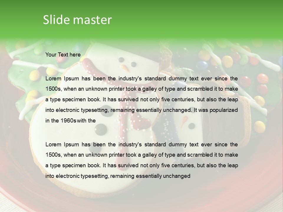 A Red Plate Topped With Cookies Covered In Frosting PowerPoint Template