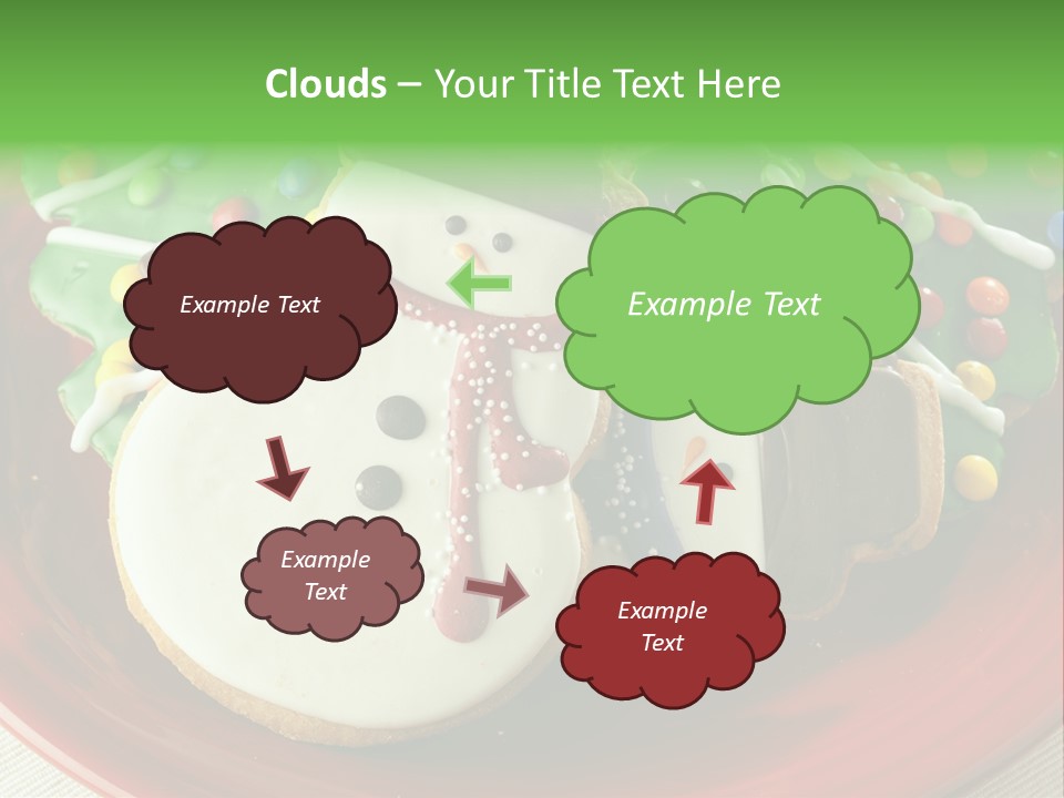 A Red Plate Topped With Cookies Covered In Frosting PowerPoint Template