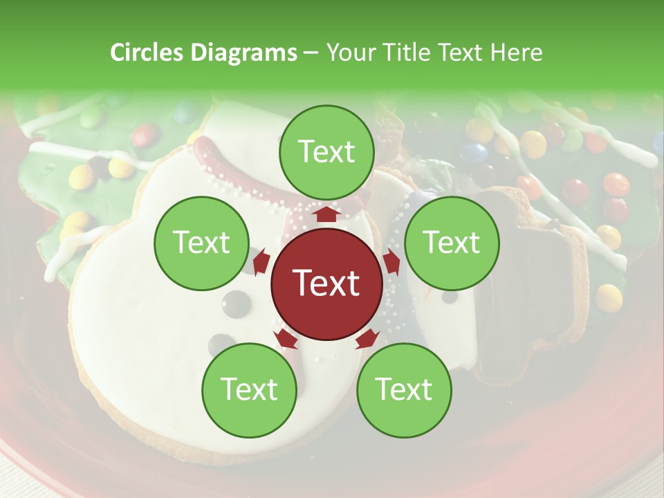 A Red Plate Topped With Cookies Covered In Frosting PowerPoint Template