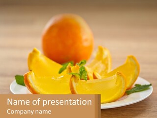 A Plate With Oranges On It On A Table PowerPoint Template
