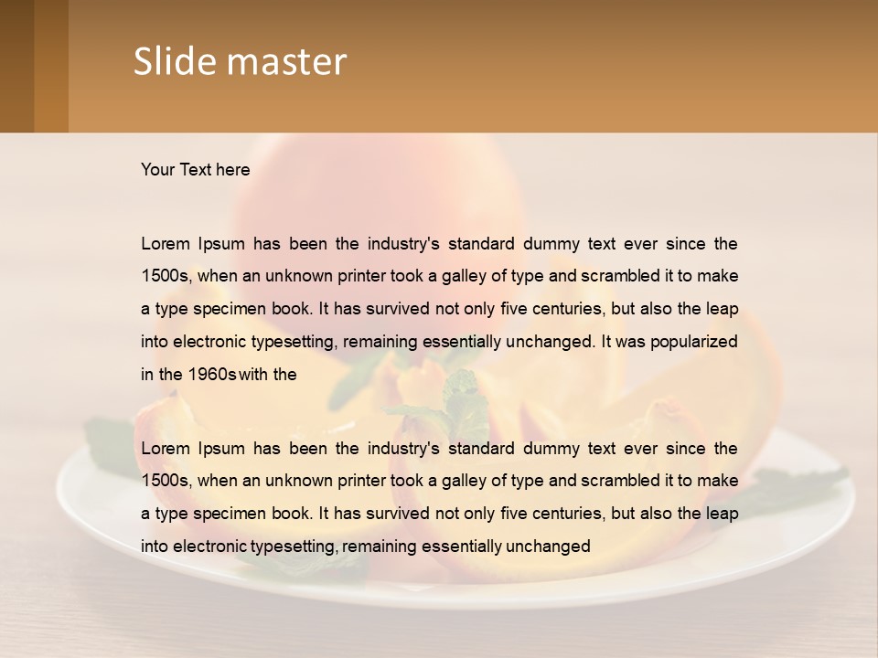 A Plate With Oranges On It On A Table PowerPoint Template