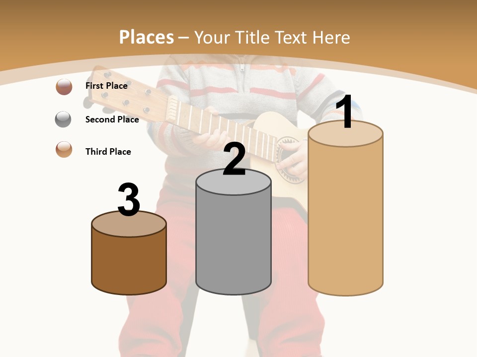 A Little Boy Sitting On The Ground Playing A Guitar PowerPoint Template