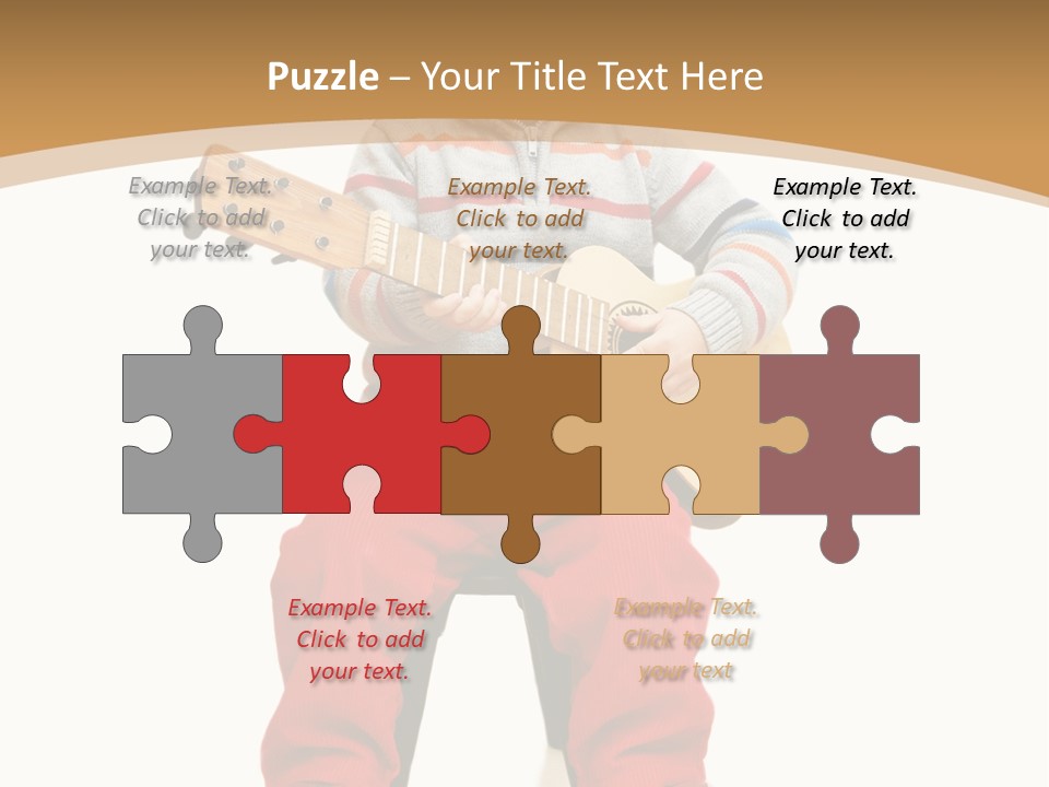 A Little Boy Sitting On The Ground Playing A Guitar PowerPoint Template
