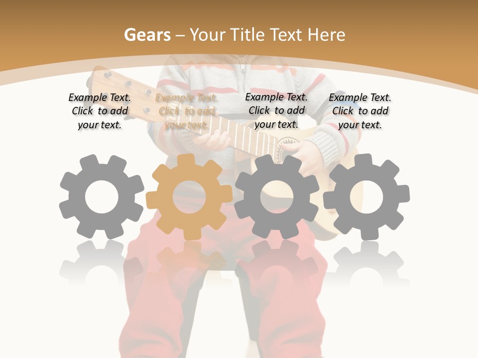 A Little Boy Sitting On The Ground Playing A Guitar PowerPoint Template