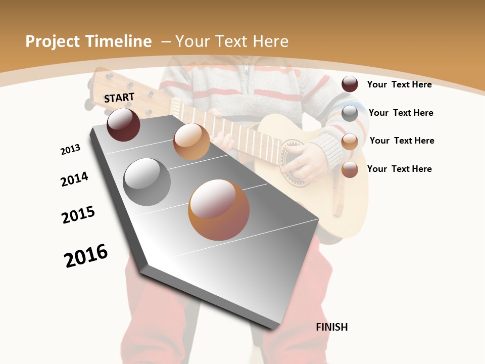 A Little Boy Sitting On The Ground Playing A Guitar PowerPoint Template