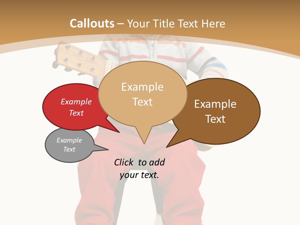 A Little Boy Sitting On The Ground Playing A Guitar PowerPoint Template