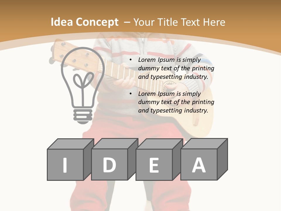 A Little Boy Sitting On The Ground Playing A Guitar PowerPoint Template