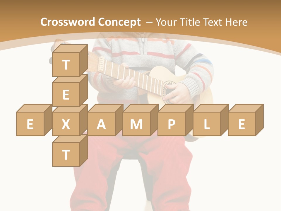 A Little Boy Sitting On The Ground Playing A Guitar PowerPoint Template