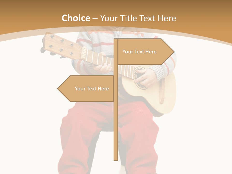 A Little Boy Sitting On The Ground Playing A Guitar PowerPoint Template