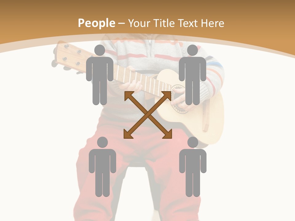 A Little Boy Sitting On The Ground Playing A Guitar PowerPoint Template