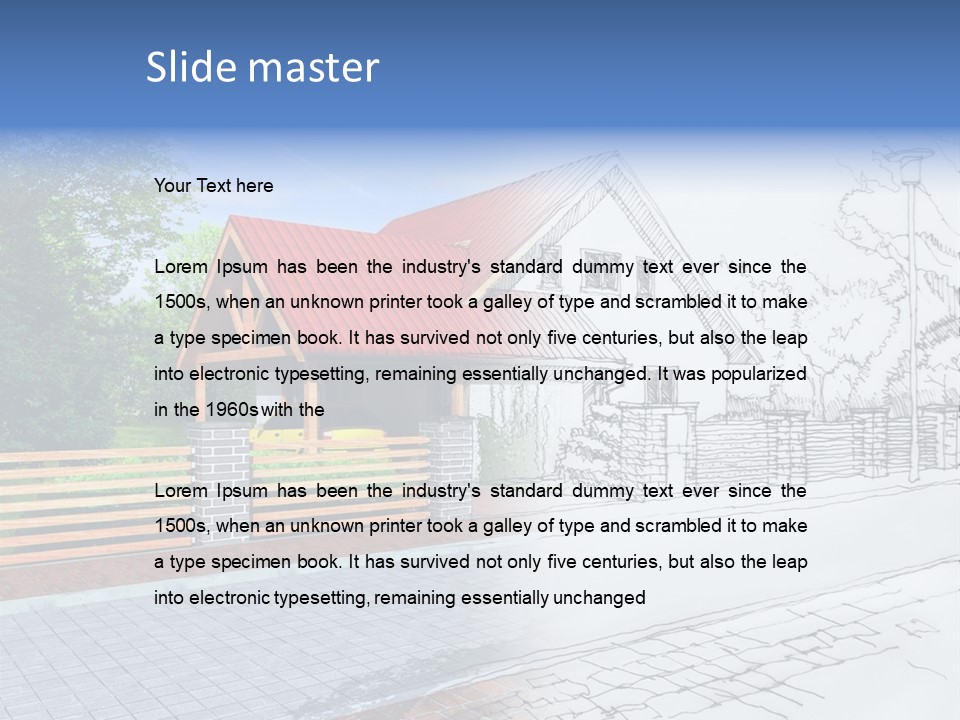 A Picture Of A House With A Red Roof PowerPoint Template