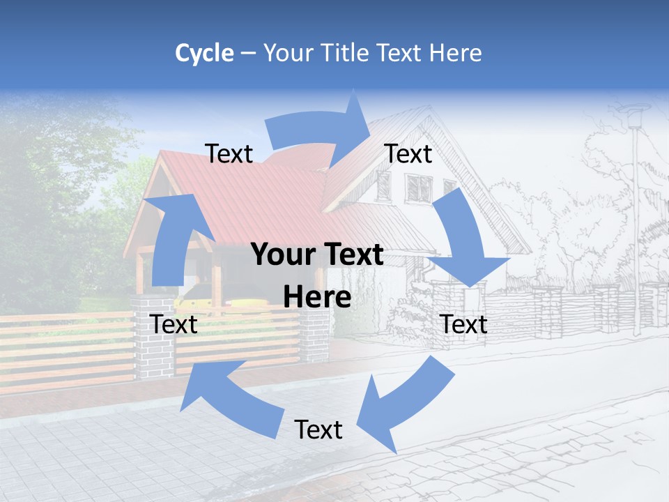 A Picture Of A House With A Red Roof PowerPoint Template