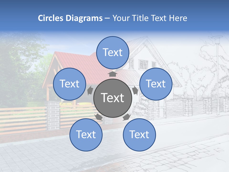 A Picture Of A House With A Red Roof PowerPoint Template