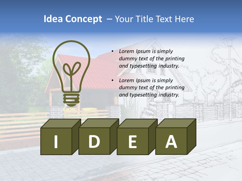 A Picture Of A House With A Red Roof PowerPoint Template