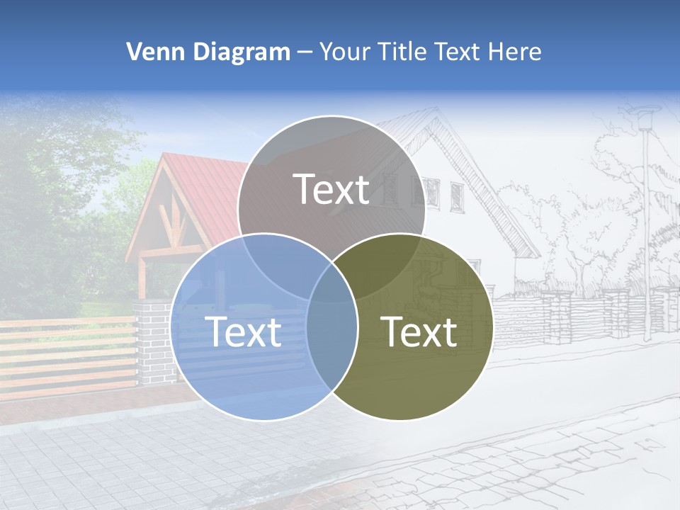 A Picture Of A House With A Red Roof PowerPoint Template