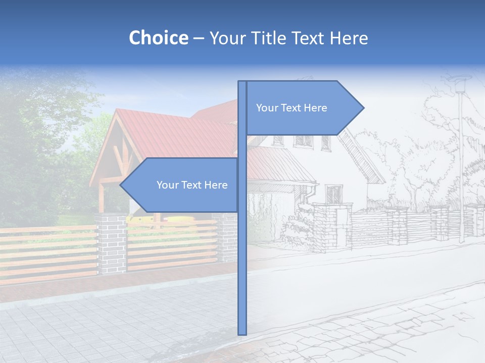 A Picture Of A House With A Red Roof PowerPoint Template