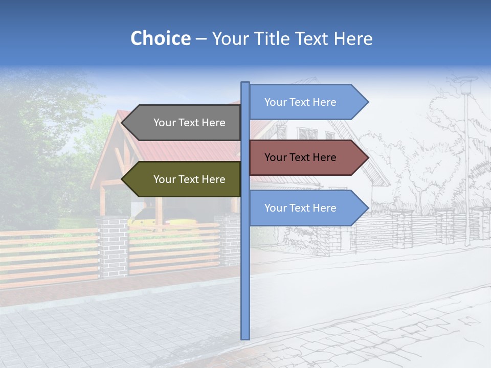 A Picture Of A House With A Red Roof PowerPoint Template