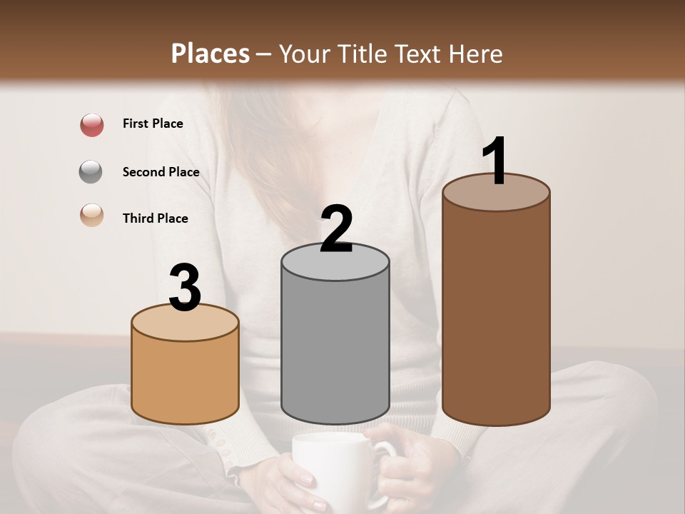A Woman Sitting On The Floor Holding A Cup Of Coffee PowerPoint Template