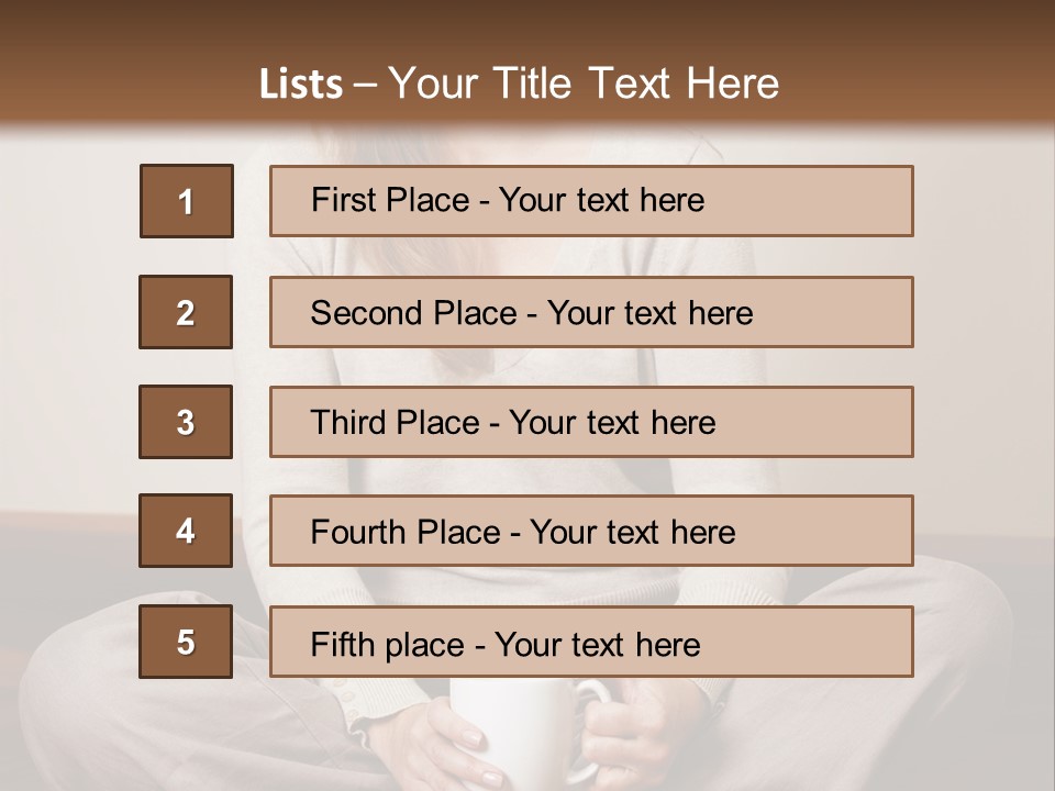 A Woman Sitting On The Floor Holding A Cup Of Coffee PowerPoint Template