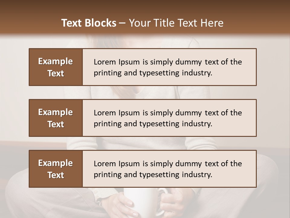 A Woman Sitting On The Floor Holding A Cup Of Coffee PowerPoint Template