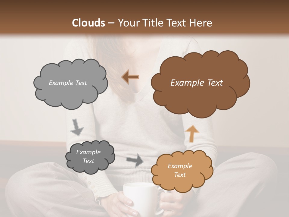 A Woman Sitting On The Floor Holding A Cup Of Coffee PowerPoint Template