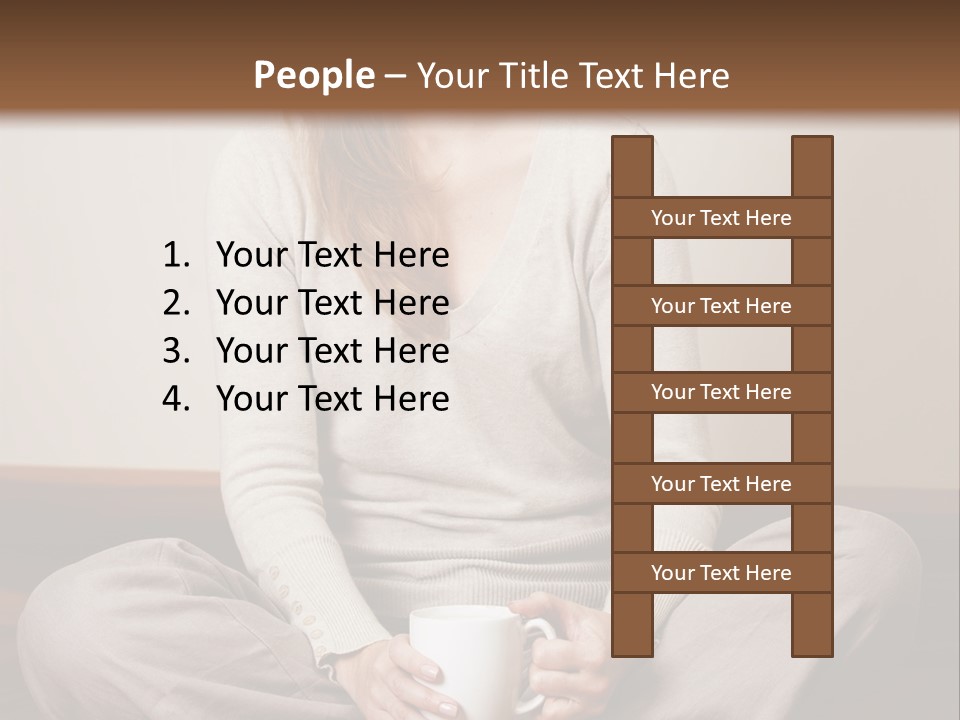 A Woman Sitting On The Floor Holding A Cup Of Coffee PowerPoint Template