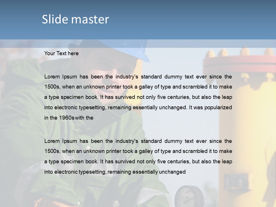 A Man In A Hard Hat Working On A Pipe PowerPoint Template