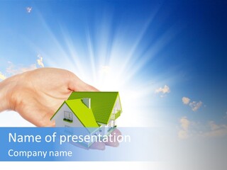 A Person Holding A Small House In Their Hand PowerPoint Template