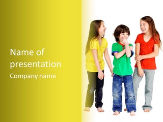 A Group Of Children Standing Next To Each Other PowerPoint Template