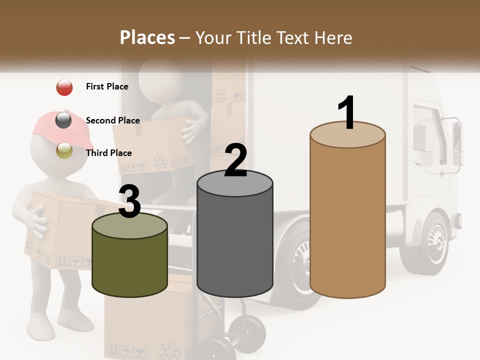 A Person With A Box In His Hand And A Truck With Boxes On The Back PowerPoint Template