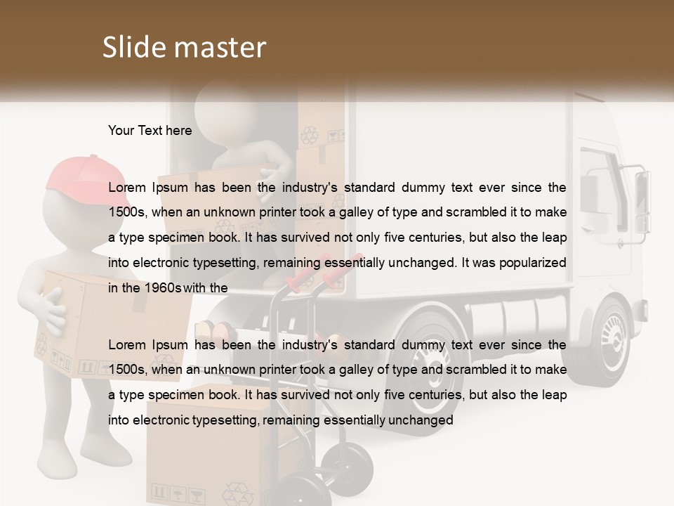 A Person With A Box In His Hand And A Truck With Boxes On The Back PowerPoint Template