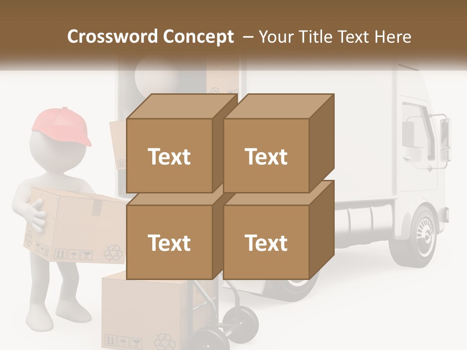 A Person With A Box In His Hand And A Truck With Boxes On The Back PowerPoint Template