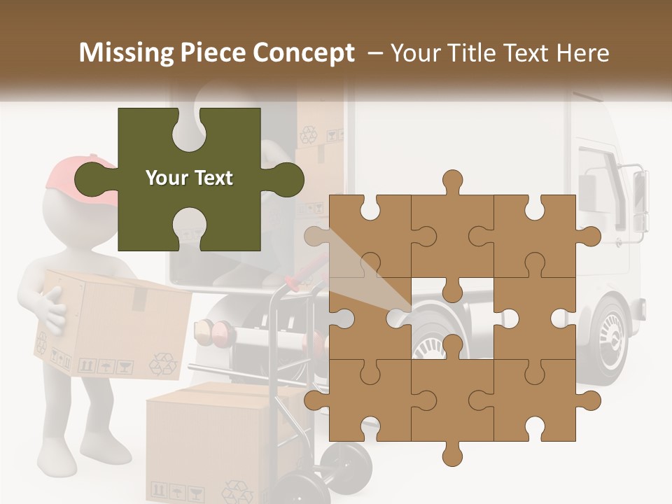 A Person With A Box In His Hand And A Truck With Boxes On The Back PowerPoint Template