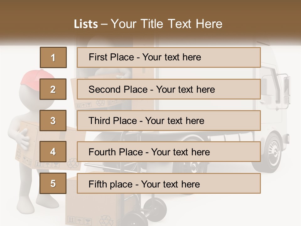 A Person With A Box In His Hand And A Truck With Boxes On The Back PowerPoint Template