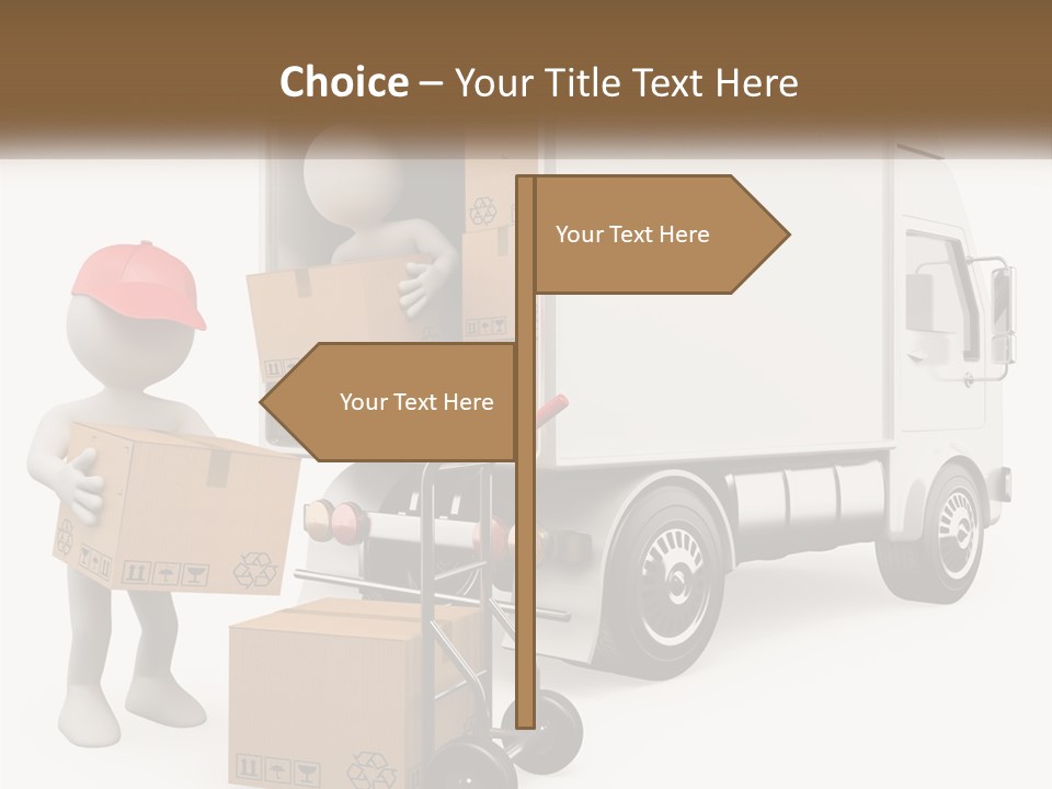 A Person With A Box In His Hand And A Truck With Boxes On The Back PowerPoint Template