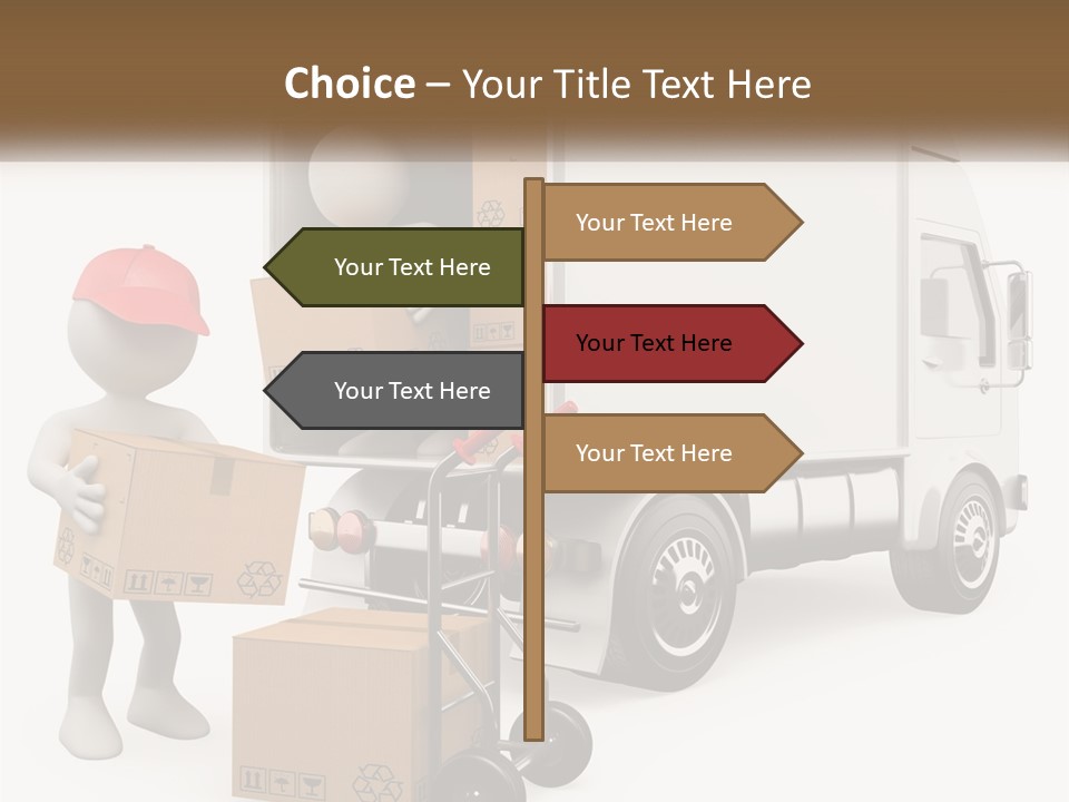 A Person With A Box In His Hand And A Truck With Boxes On The Back PowerPoint Template
