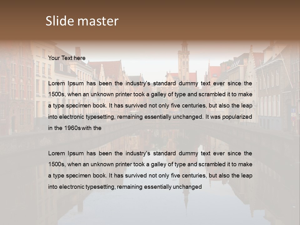 A River Running Through A City Next To Tall Buildings PowerPoint Template