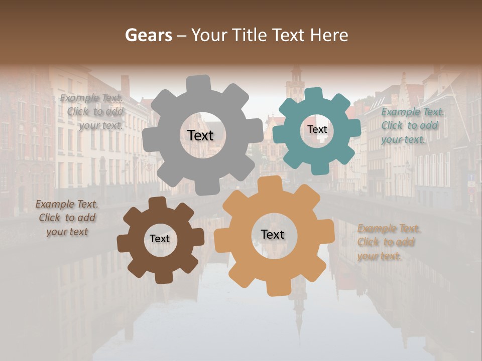 A River Running Through A City Next To Tall Buildings PowerPoint Template