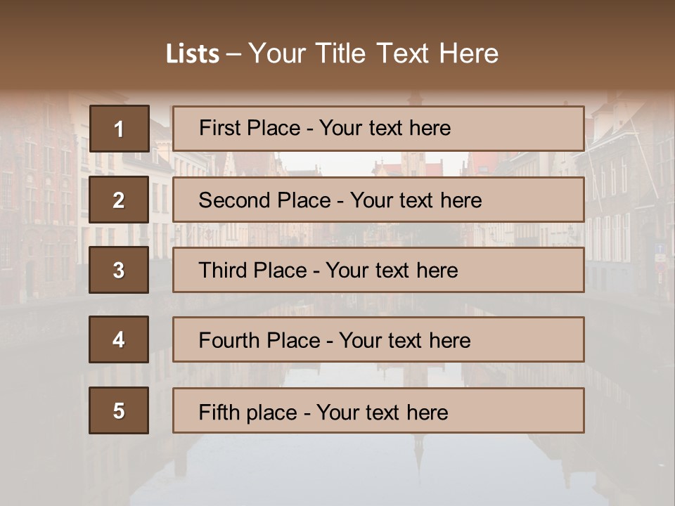 A River Running Through A City Next To Tall Buildings PowerPoint Template