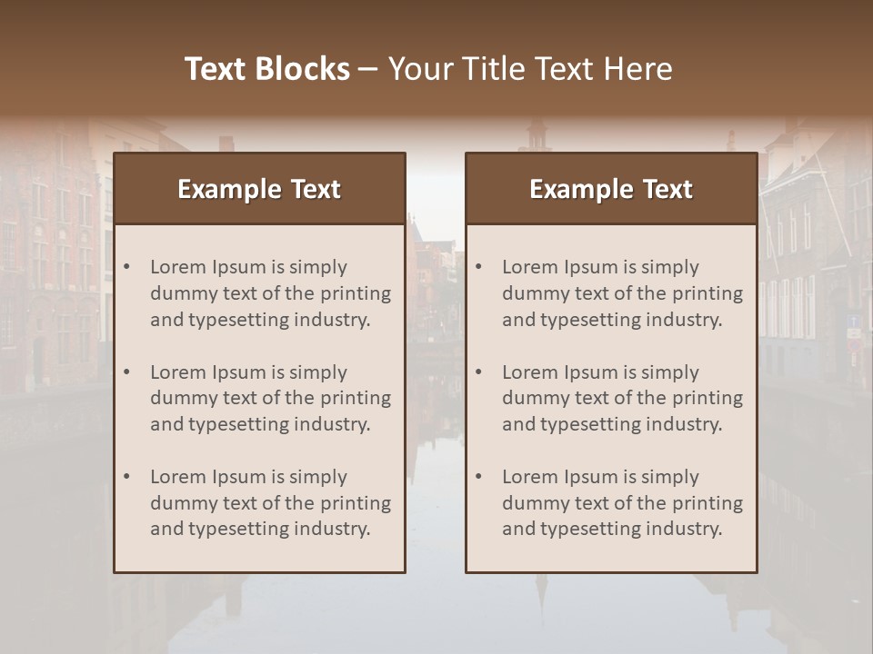 A River Running Through A City Next To Tall Buildings PowerPoint Template